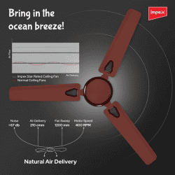 Impex Whizstar Deco | 1200 mm | Ceiling Fan  High Speed Fan | Brown