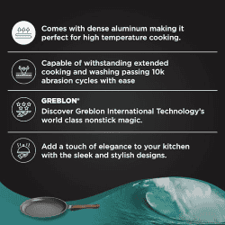 ‎Preethi Artistic Collection Die Cast Non Stick Tawa | 27 cm | 5 Star | Non Stick Effect Cook & Serve | Ocean Green