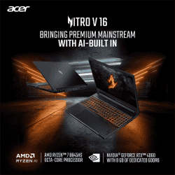 Acer Nitro V 16 Gaming Laptop | AMD Ryzen 7 Octa Core 8845HS | NVIDIA GeForce RTX 4060 | 16 GB | 1 TB SSD | Black | NH.QP0SI.001
