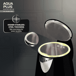 HAVELLS Aqua Plus | 1250 Watt | 1.2 Litre | Electric Kettle Cool Touch Outer Body | Black
