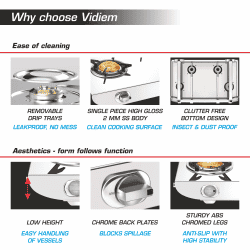 Vidiem Tusker Gas Stove | 3 Burner | Stainless Steel Manual | Silver
