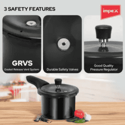 Impex Hard anodized Dripless Aluminium Pressure cooker HA smart D3 | 2.5 L | Outer Lid Induction Bottom Pressure Cooker