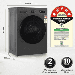 LG Fully Automatic Front Load Washing Machine | 8 kg | In-built Heater | Grey Black | FHB1208Z4M