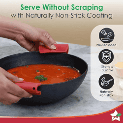 WONDERCHEF Forza Cast-Iron Kadhai  3.35L  | 30 cm | Pre-Seasoned Cookware Induction Friendly