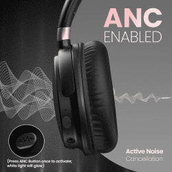 Portronics Muffs M3 Over Ear Headphones | 40 Hour Playtime | Foldable Design | Type C Fast Charging | Black