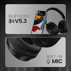 Portronics Muffs M3 Over Ear Headphones | 40 Hour Playtime | Foldable Design | Type C Fast Charging | Black