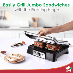 Wonderchef Sanjeev Kapoor Tandoor Professional Sandwich Maker | 2000 W | 3 in 1 Appliance | Black And Silver | WC SKT