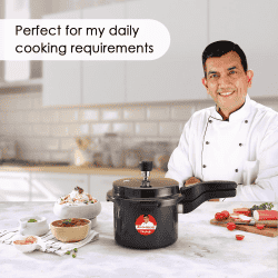 Wonderchef Taurus Hard Anodized Outer Lid Pressure cooker | 3L | Black