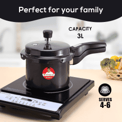 Wonderchef Taurus Hard Anodized Outer Lid Pressure cooker | 3L | Black