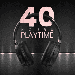 Portronics Muffs M3 Over Ear Headphones | 40 Hour Playtime | Foldable Design | Type C Fast Charging | Black