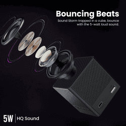 Portronics Bounce 2 Speaker | 5W | 5 Hours Playback | Type C Charging | Black