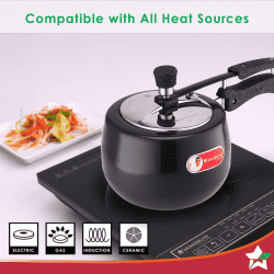 Wonderchef Taurus Hard Anodized Inner Lid Pressure Cooker | 3 L | Black