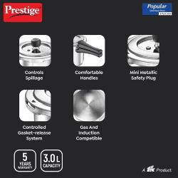 Prestige Svachh Popular Pressure Cooker | 3L | Stainless Steel | 20172