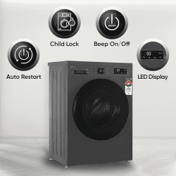 LG Fully Automatic Front Load Washing Machine | 8 kg | In-built Heater | Grey Black | FHB1208Z4M