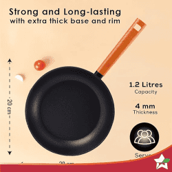 Wonderchef Caesar Forged Virgin Aluminium Fry Pan | 1 L | 20 cm | Black