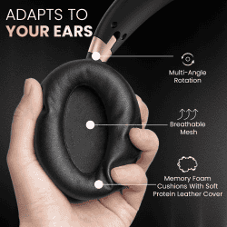Portronics Muffs M3 Over Ear Headphones | 40 Hour Playtime | Foldable Design | Type C Fast Charging | Black