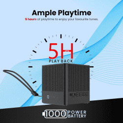 Portronics Bounce 2 Speaker | 5W | 5 Hours Playback | Type C Charging | Black