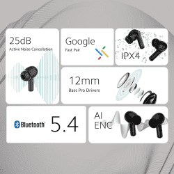 Redmi Buds 5A True Wireless Earbuds | ANC | AI Powered ENC | V5.4  | Black