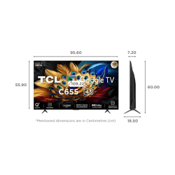 TCL C655 QLED TV 4K Ultra HD Smart Google TV | 108 cm (43 inch) | Dolby Vision Atmos | 43C655