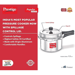 Prestige Popular Svachh Outer Lid Pressure Cooker  | 1.5 L | Aluminium | 10162