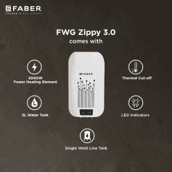 FABER FWG ZIPPY 3.0 Instant Water Geyser | 3 L | White