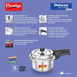 Prestige Deluxe Alpha Svachh Pressure Cooker | 2 L |  Outer Lid Induction Bottom | Stainless Steel |  20247
