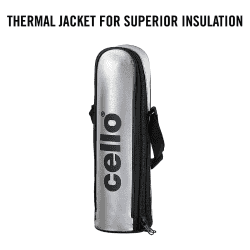 cello Lifestyle Flask | 500ml | Vacusteel Water Bottle with Thermal Jacket | Silver