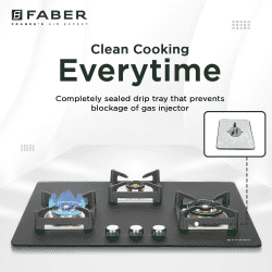 Faber HOB BELLA HT 753 BR AI FFD Automatic Hob | 3 Burner | Glass Top | Black