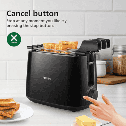 Philips Daily Collection 2 Slice Pop Up Toaster | Integrated Bun Rack | 600 W | Black | HD2583/90