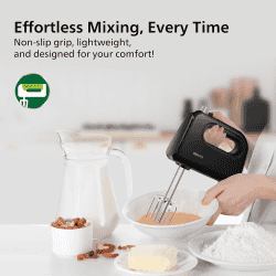 Philips 300 Watt Lightweight Hand Mixer Blender with 5 speed control settings | Black | HR3705/10