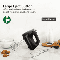 Philips 300 Watt Lightweight Hand Mixer Blender with 5 speed control settings | Black | HR3705/10