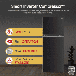 LG Frost Free Double Door 3 Star Convertible Refrigerator | 246 L | with Inverter Compressor | Ebony sheen | GL S262SESX