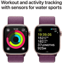 Apple Watch Series 10 | GPS | 42mm | Rose Gold Aluminium with Plum Sport Loop | Plum Strap