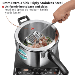 Hawkins Triply Stainless Steel  Pressure Cooker | 4.5 L |  Inner Lid Induction Bottom | HSST4