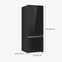 Haier 355L | 3 Star | Glass Finish Bottom Mounted Frost Free Double Door Refrigerator | Black