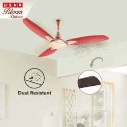 Usha Bloom Primrose Ceiling Fan | 1250 mm | 3 Blade Ceiling Fan | Sparkle Gold Cherry