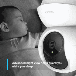 TP Link Tapo TC70 Home Smart Security Camera | Pan/Tilt Wi Fi 1080p 2MP | 360 Rotational Views | White