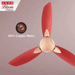 Usha Bloom Primrose Ceiling Fan | 1250 mm | 3 Blade Ceiling Fan | Sparkle Gold Cherry