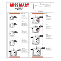 Hawkins Miss Mary Inner Lid Pressure Cooker | 1.5 L | Aluminium | Silver | MM15