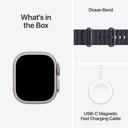 Apple Watch Ultra 2 | 49 mm | Natural Titanium | Navy Ocean Strap | MX4D3HN/A