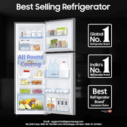 Samsung Digital Inverter Frost Free Double Door Refrigerator | 236 L | 3 Star | Elegant Inox | RT28C3053S8/HL