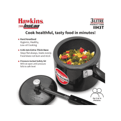 Hawkins Instaa Pressure Cooker | 3 L | Induction Inner Lid Cooker | Tall Body Hard Anodised Cooker | Black | IIH3T
