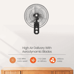 Orient Tornado Wall II Wall Fan | 450mm | Black Metal