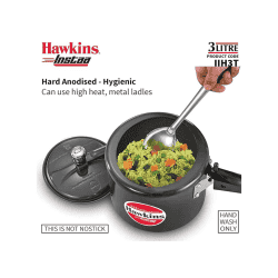 Hawkins Instaa Pressure Cooker | 3 L | Induction Inner Lid Cooker | Tall Body Hard Anodised Cooker | Black | IIH3T