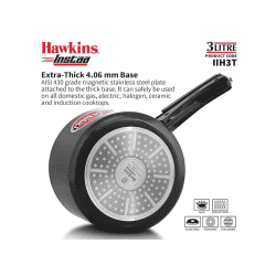 Hawkins Instaa Pressure Cooker | 3 L | Induction Inner Lid Cooker | Tall Body Hard Anodised Cooker | Black | IIH3T