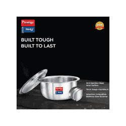 Prestige Tri ply Stainless Steel Induction Base Tope with Lid | 22 cm | Silver