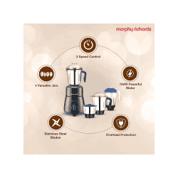 Morphy Richards Relish Mixer Grinder | 750W | 4 Jars | Black and Blue