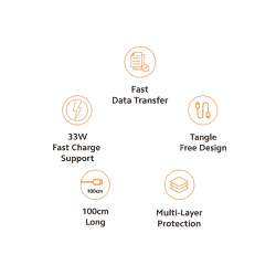 Xiaomi Sonic Charge 2.0 Type C Cable | Usb To Type C | 100 Cm | White | XMUSBTC100