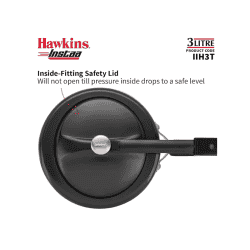 Hawkins Instaa Pressure Cooker | 3 L | Induction Inner Lid Cooker | Tall Body Hard Anodised Cooker | Black | IIH3T
