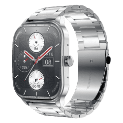 Amazfit Pop 3S Smartwatch | Silver Metal Strap